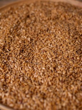 Organik altın keten tohumu, keten tohumu. Yüksek lifli süper yiyecekler.