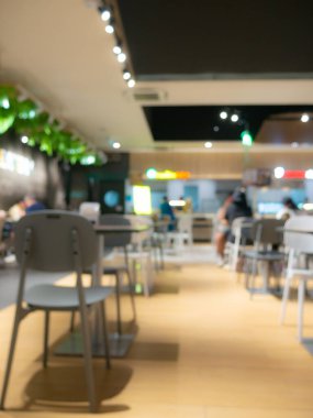 Alışveriş merkezi ve üniversite okulundaki bulanık arka plan gıda merkezi.