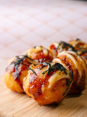 Takoyaki Çıtır Ahtapot Japon Sokak Yemeği ve Atıştırmalıkları Topları.