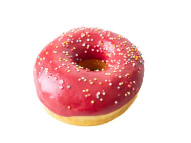 Beyaz arka planda izole edilmiş renkli kremalı donutlar..