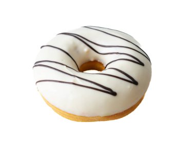 Beyaz arka planda izole edilmiş renkli kremalı donutlar..