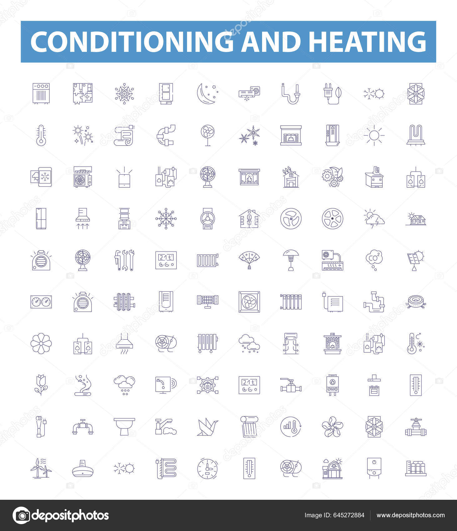 调理和加热线图标标志设置制冷等方面的病媒图解图库矢量图©iconsgraph 645272884
