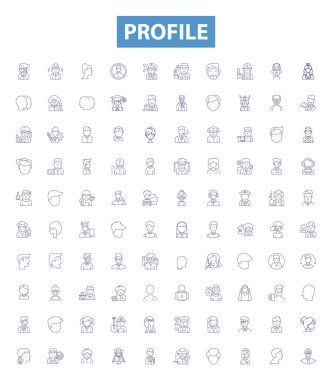 Profil çizgisi simgeleri, işaretler ayarlandı. Profil, Biyografi, Özgeçmiş, Kimlik, Kişilik, Özgeçmiş, Özgeçmiş, Özgeçmiş, Açıklama, Özet.