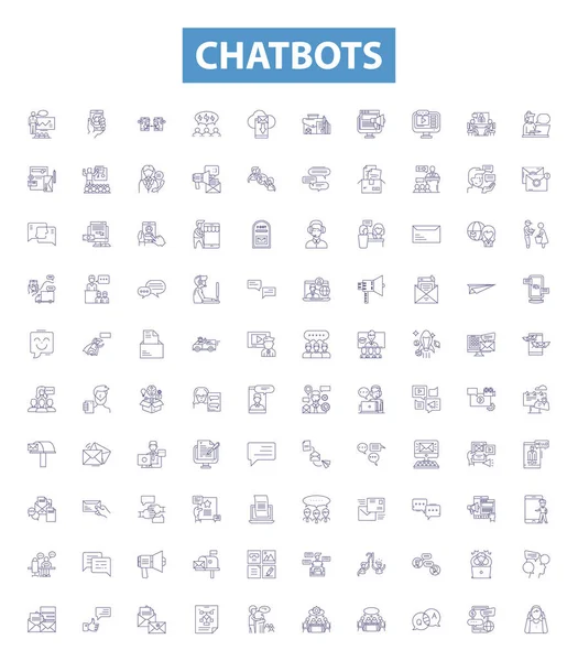 Ikony Chatbotów Znaki Ustawione Kolekcja Chatbots Sztuczne Inteligencja Zautomatyzowane Rozmowy — Wektor stockowy