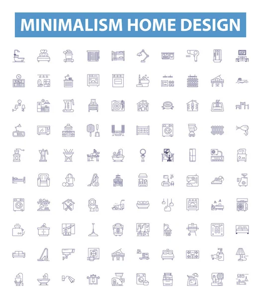 Minimalisme Home Design Lijn Pictogrammen Borden Ingesteld Verzameling Van Minimale — Stockvector