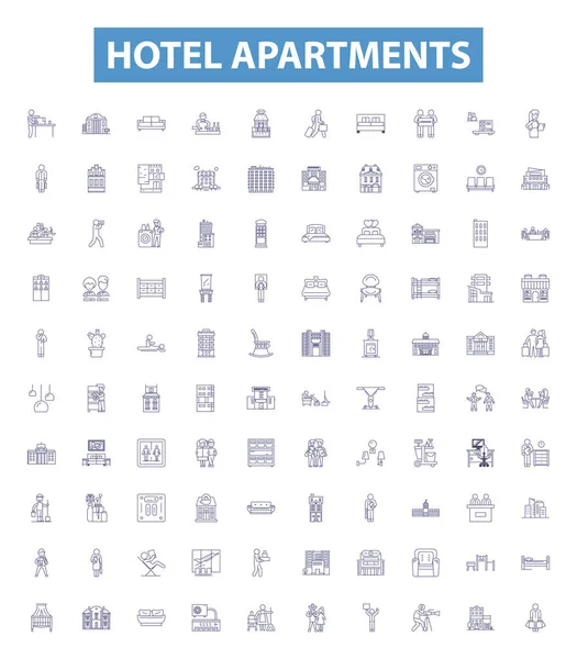 Ікони Готелях Підписи Виставлені Collection Hotel Apartments Accommodation Lodging Suites — стоковий вектор