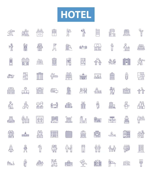 Otel Çizgisi Simgeleri Tabelalar Hazır Otel Konaklama Konaklama Konaklama Otel — Stok Vektör