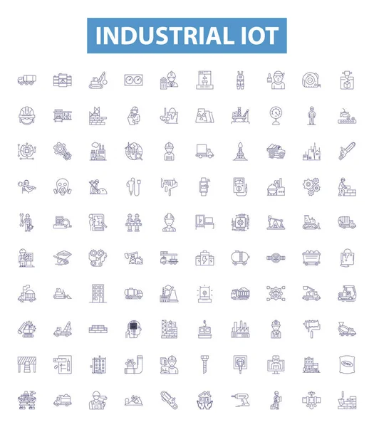 산업용 아이콘 Industrial Iot Manufacturing Automation Connectivity Automated Big Data — 스톡 벡터