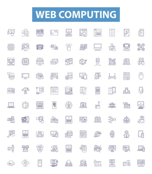 Ikony Výpočetních Linek Webu Značky Nastaveny Kolekce Webu Výpočetní Techniky — Stockový vektor