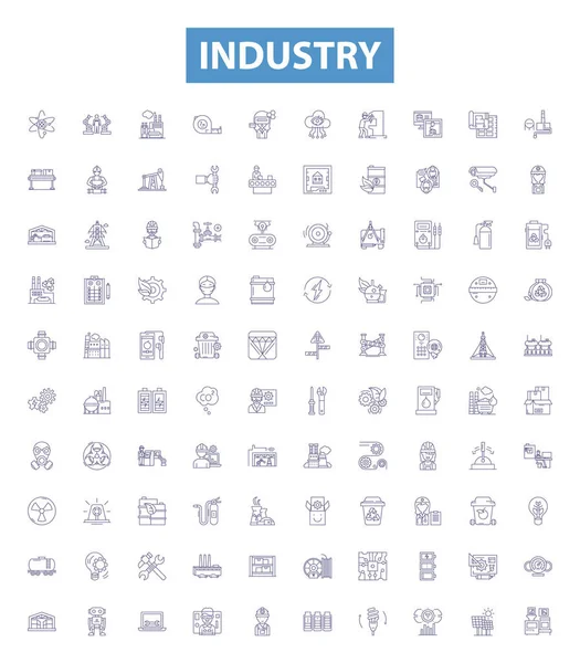 Branchensymbole Zeichen Gesetzt Sammlung Von Fertigung Technologie Produktion Geschäft Ausrüstung — Stockvektor