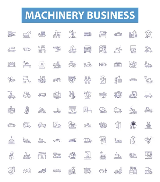 Maschinen Business Line Symbole Zeichen Gesetzt Sammlung Von Maschinen Unternehmen — Stockvektor