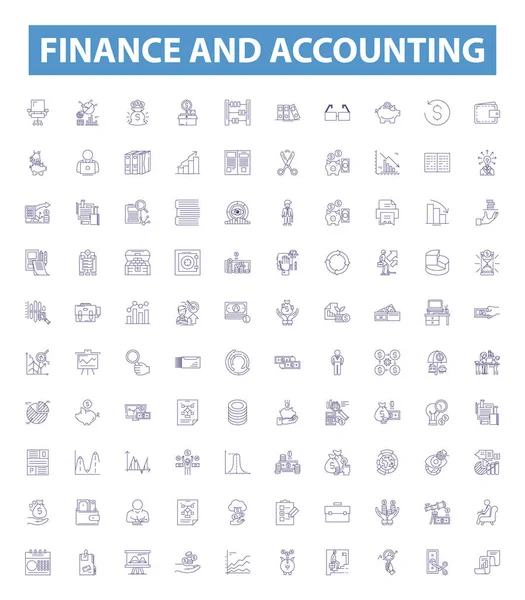 Οικονομικά Και Λογιστική Γραμμή Εικονίδια Πινακίδες Που Συλλογή Οικονομικών Λογιστική — Διανυσματικό Αρχείο