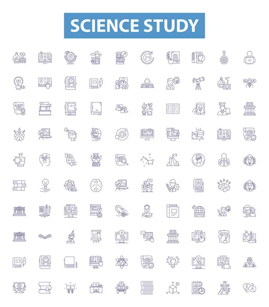 Ikony Vědecké Studijní Linie Značky Nastaveny Sbírka Výzkumů Znalostí Výzkumu — Stockový vektor