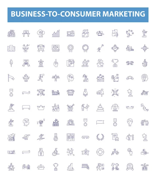 Business Consumer Marketing Line Icons Signs Set Collection Ecommerce Retail — Stock Vector