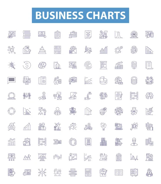 Wirtschaftsdiagramme Reihen Symbole Aneinander Zeichen Gesetzt Chartsammlung Grafiken Grafiken Statistik — Stockvektor