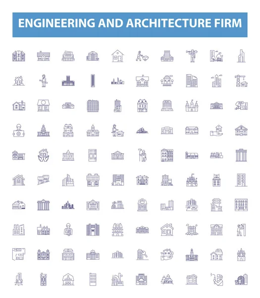 회사의 아이콘 Collection Engineering Architecture Firm Consulting Structural Design Construction — 스톡 벡터