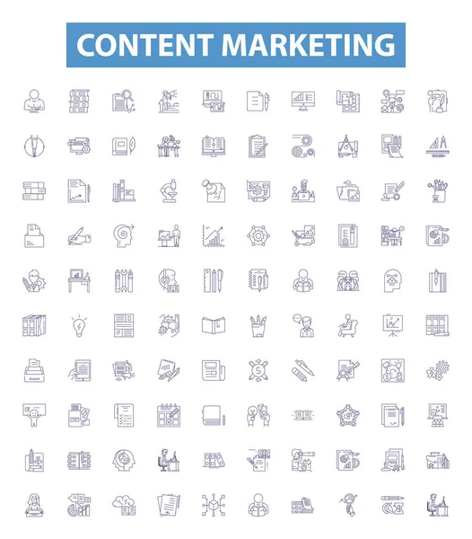 Symbole Für Das Content Marketing Zeichen Gesetzt Sammlung Von Inhalten — Stockvektor