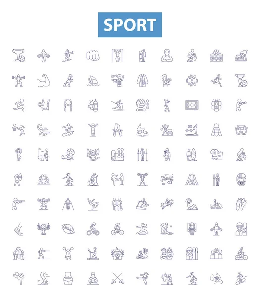 运动线图标 标志设置 曲棍球 高尔夫 自行车等项目的选集 — 图库矢量图片