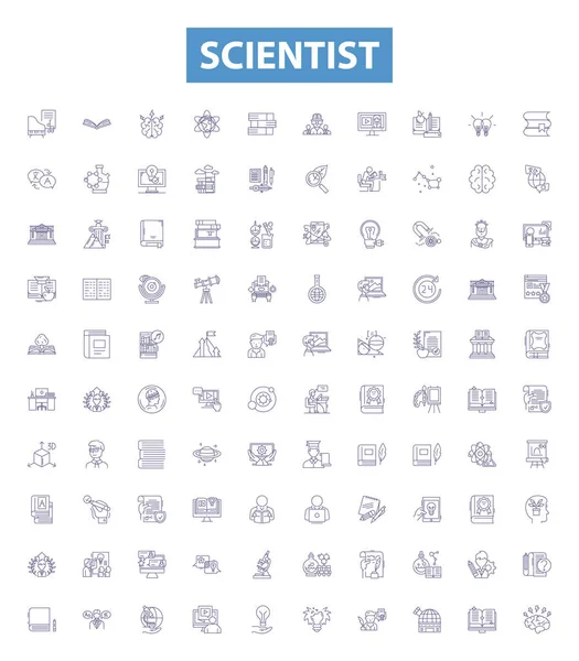 Zeilensymbole Für Wissenschaftler Zeichen Gesetzt Kollektion Von Wissenschaftlern Forschern Genetikern — Stockvektor