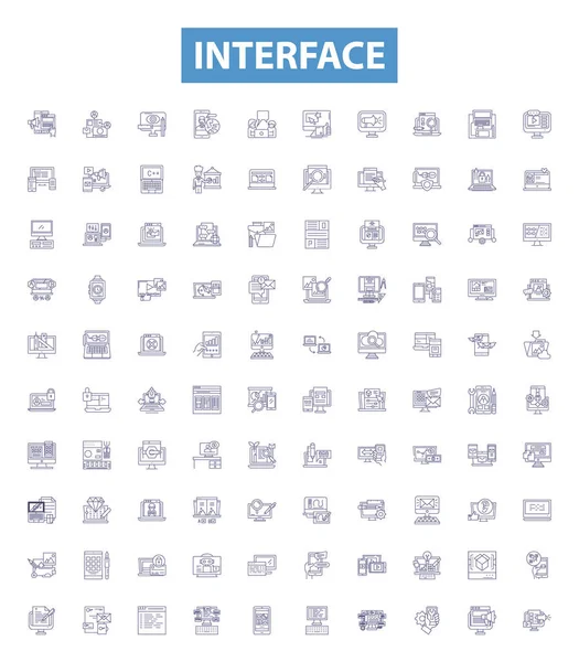 Interface Line Icons Signs Set Collection Interface Graphical User Gui — Stock Vector