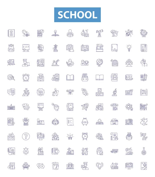 Symbole Der Schule Zeichen Gesetzt Unterricht Kollektion Von Bildung Lernen — Stockvektor