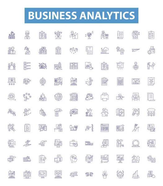 Business Analytics Linie Symbole Zeichen Gesetzt Sammlung Von Analytik Business — Stockvektor
