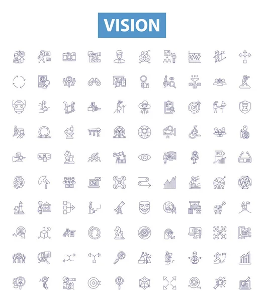 Vision Line Icons Signs Set Collection Perception Gaze Imagination Outlook — Stock Vector