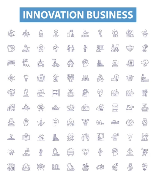 Інноваційна Бізнес Лінія Іконки Знаки Набір Збірник Інновацій Підприємництва Ідеї — стоковий вектор