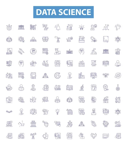 Symbole Der Datenwissenschaft Zeichen Gesetzt Datenerhebung Analyse Big Maschinen Modellierung — Stockvektor