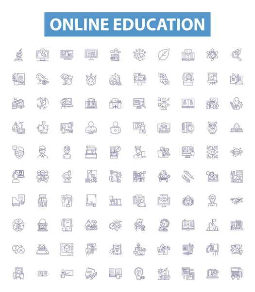 온라인 교육용 아이콘 사이트 — 스톡 벡터