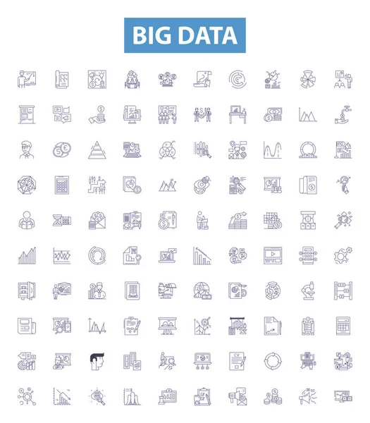 大数据线图标 标志设置 Hadoop 人工智能 流媒体概要说明集 — 图库矢量图片