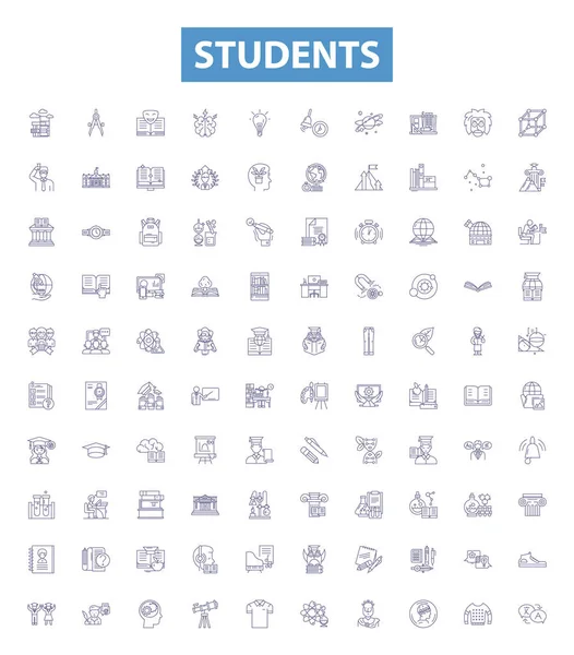 Studenten Stellen Symbole Auf Schilder Werden Aufgestellt Kollektion Von Studenten — Stockvektor