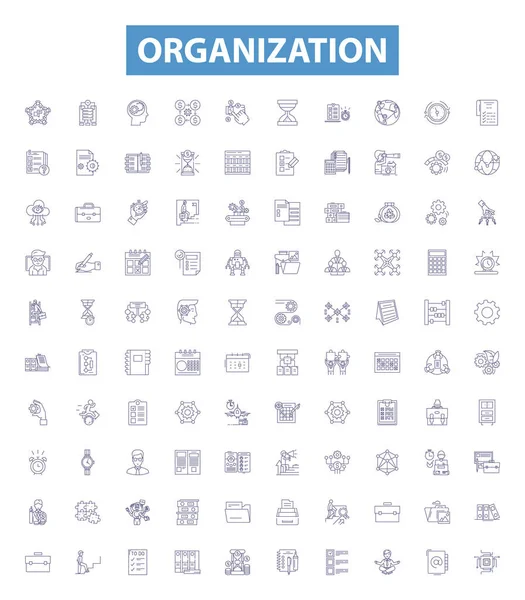 Ikony Organizačních Čar Značky Nastaveny Kolekce Organizace Skupina Uspořádat Aliance — Stockový vektor