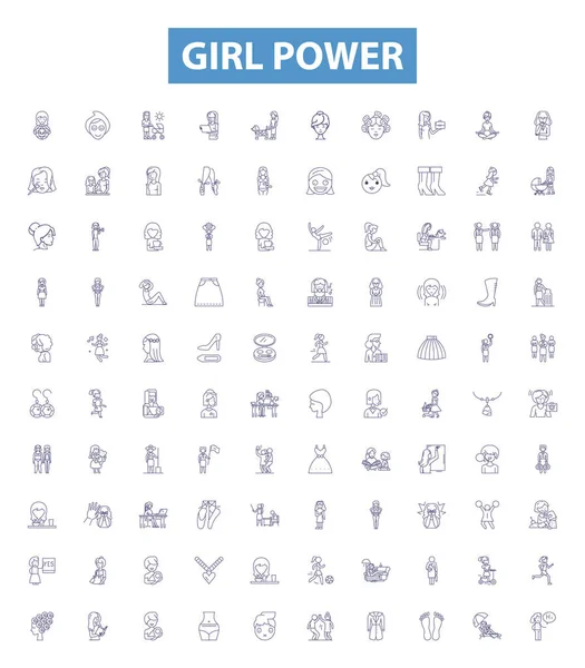 Ikony Elektrického Vedení Značky Nastaveny Kolekce Feminismu Síla Rovnost Posílení — Stockový vektor
