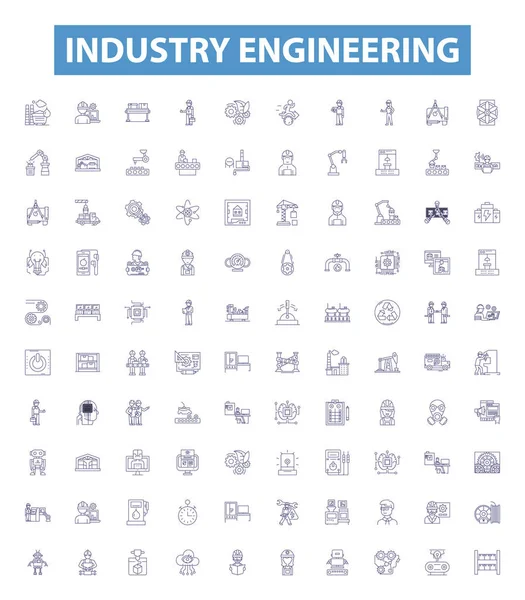Iconos Línea Ingeniería Industrial Letreros Establecidos Colección Ilustraciones Vectoriales Contorno — Archivo Imágenes Vectoriales