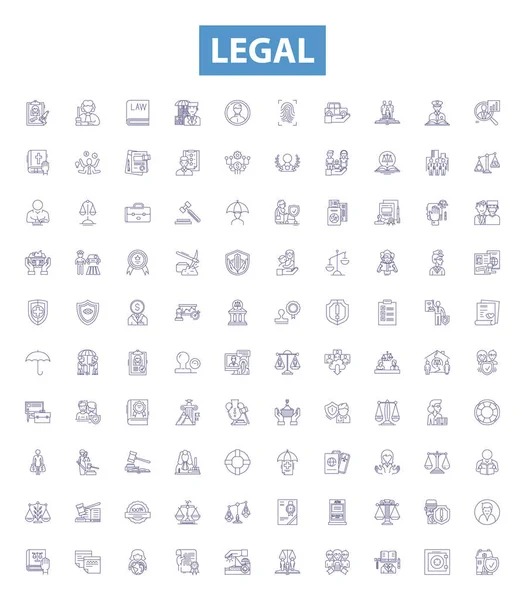 Iconos Línea Legal Letreros Listos Colección Ilustraciones Legítimas Justas Legítimas — Archivo Imágenes Vectoriales