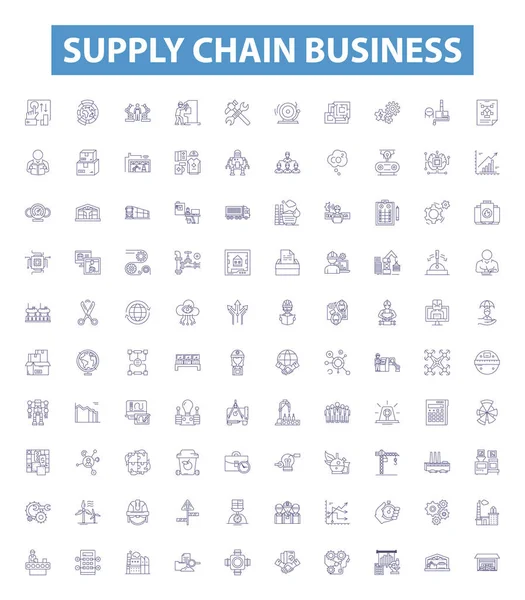 Ikony Biznesowe Łańcucha Dostaw Znaki Ustawione Kolekcja Dystrybucja Logistyka Zamówienia — Wektor stockowy