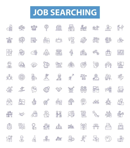 Zeilensymbole Für Die Jobsuche Zeichen Gesetzt Sammlung Von Stellensuche Stellensuche — Stockvektor