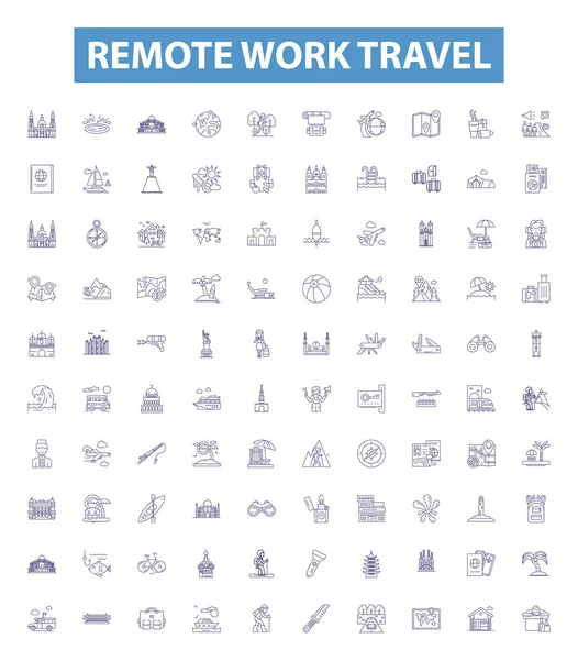 Symbole Für Abgelegene Arbeitswege Schilder Aufgestellt Sammlung Von Remote Arbeiten — Stockvektor