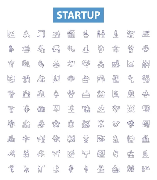 Іконки Стартапу Знаки Встановлені Collection Entrepreneur Founding Launch Business Innovate — стоковий вектор