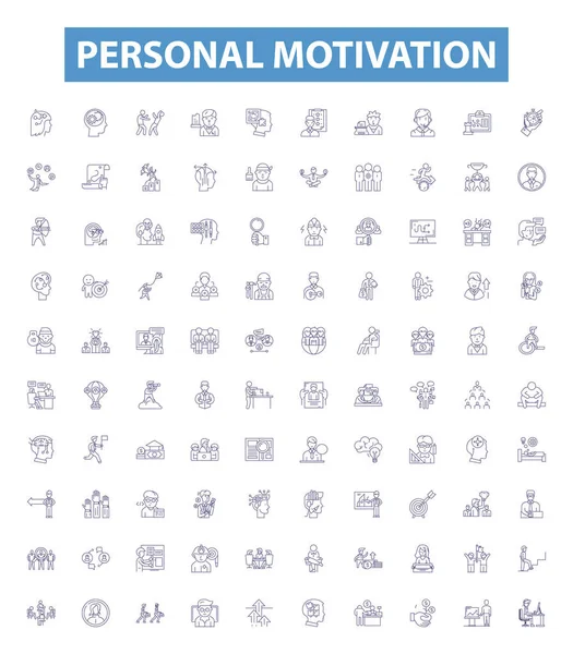 Iconos Línea Motivación Personal Signos Establecidos Colección Inspiración Impulsión Determinación — Vector de stock
