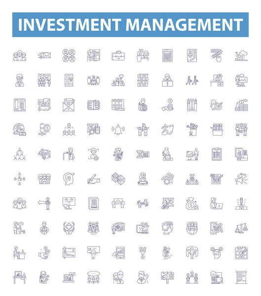 Γραμμή Διαχείρισης Επενδύσεων Εικονίδια Πινακίδες Που Συλλογή Επενδύσεων Διαχείρισης Πλούτου — Διανυσματικό Αρχείο