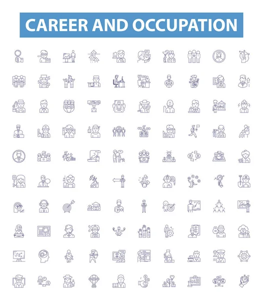 Γραμμή Καριέρας Και Απασχόλησης Εικονίδια Πινακίδες Που Συλλογή Εργασίας Vocation — Διανυσματικό Αρχείο
