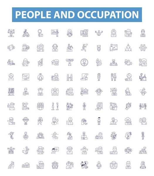 Ludzie Ikony Linii Okupacyjnej Znaki Ustawione Kolekcja Osób Zawód Pracownik — Wektor stockowy