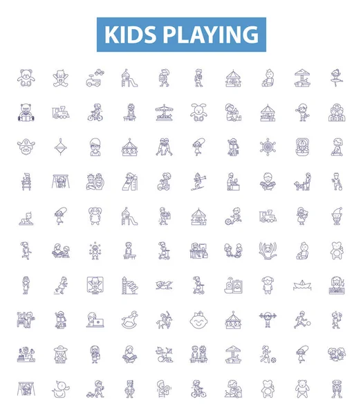 Děti Hrajou Čáry Značky Nastaveny Kolekce Dětí Hraní Hry Hračky — Stockový vektor