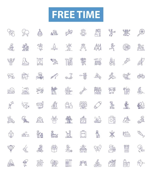 Free Time Line Icons Signs Set Collection Leisure Idleness Relaxation — Stock Vector
