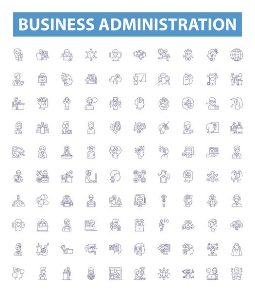 Ikony Administracji Biznesowej Znaki Ustawione Zbiór Biznes Administracja Zarządzanie Strategia — Wektor stockowy