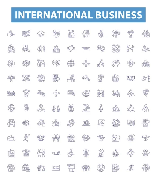 Międzynarodowe Ikony Linii Biznesowych Znaki Ustawione Zbiór Ilustracji Wektora Eksportu — Wektor stockowy