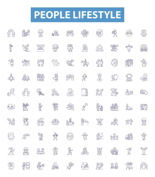 People Lifestyle Line Icons Signs Set Collection Lifestyle People Clothing — Stock Vector