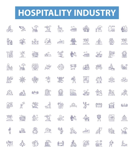 Symbole Der Hotellerie Zeichen Gesetzt Gastgewerbe Dienstleistungen Gastronomie Industrie Tourismus — Stockvektor